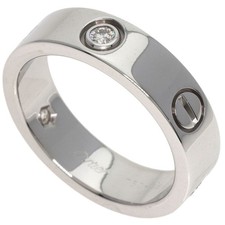 Cartier Love Ring 3P Diamond #56 K18 White Gold Women's CARTIER