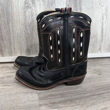 Childrens Vegan Leather Cowboy Boots Youth Boys Girls Size 12.5 Black Western