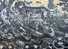 Antique 19thC Hanau Silver Niello & Gilt Snuff Box Lid, Hunting Dog Scene 9.3cm