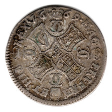 1669 CHARLES II SCOTTISH SILVER MERK COIN TYPE 2 RARE GOOD CONDITION 2C15