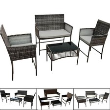 4 Piece Rattan Garden Sofa