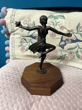 Art deco Metal Dancing Girl Figure 7” High