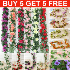 2.5m Artificial Flower Silk Rose Leaf Garland Vine Ivy Home Wedding Garden Décor
