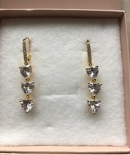 Diamonique  9ct Gold Plated 925 Silver Drop Earrings