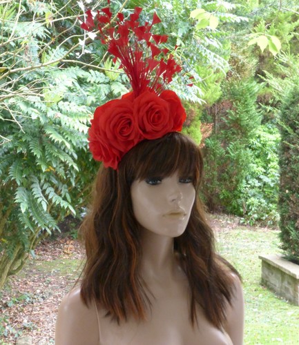 Poppy red teardrop fascinator - poppy, red/teardrop