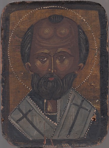 Antique painted russian icon - painted,