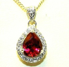 Silver Pendant Necklace Ruby