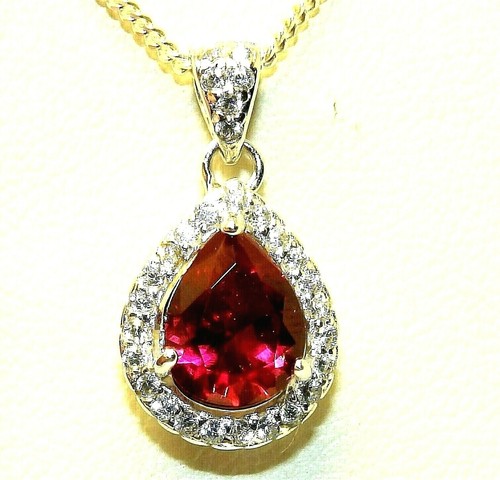 Silver pendant necklace ruby - silver,