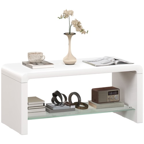 Homcom high gloss white coffee - white,