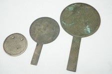 Japanese Hand Mirror Copper or Bronze Tekami Meiji-Taisho Set from Japan 1107E36