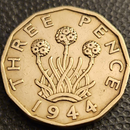 1944 three pence british - three, 3d.