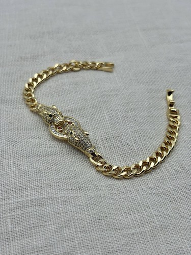 Gold tone double panther head - tone,