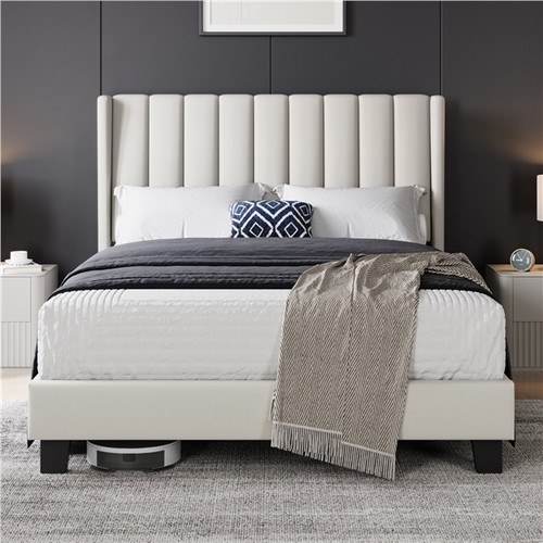 Leather bed frame - frame, tufted