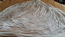 Vintage Retro Light Nylon Fabric Material striped stripe cream brown gold sheer 