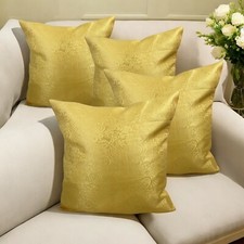 SET OF 4 Yellow Gold Indian Paisley 16x16"/40x40cm Filled Decorative Cushions