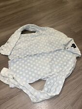 LADIES TOPSHOP PALE BLUE POLKA DOT DEMIN SHIRT TOP SIZE 10
