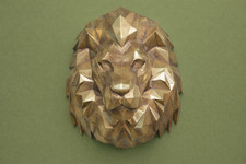 Geometric Gold Resin Lion Head