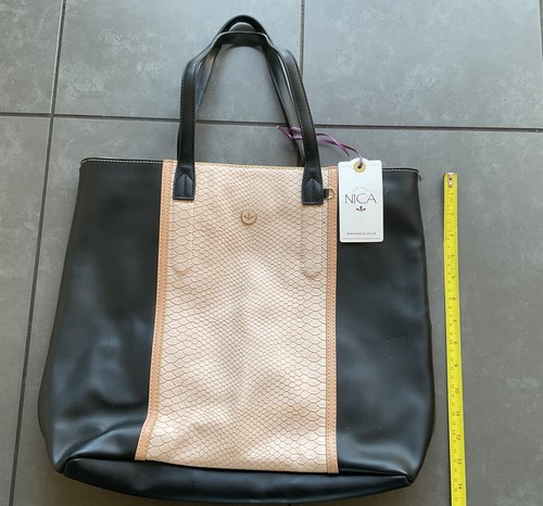 Nica black beige handbag - nica,