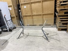 Contemporary Large Glass Top Dining Table with Chrome Legs