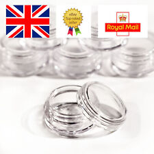50 x 5ml screw top craft pots for glitter, lip balm CLEAR LIDS jdc-50
