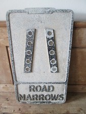 Road narrows aluminium road sign. traffic sign.vintage sign.road sign.