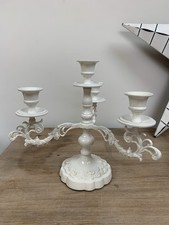 Laura Ashley Shabby Chic Candelabra Cream Enamel 22cmx24cm Country Home Decor