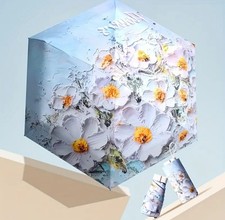 Fresh Floral Print Design Flat-Shaped, Mini Pocket Umbrella