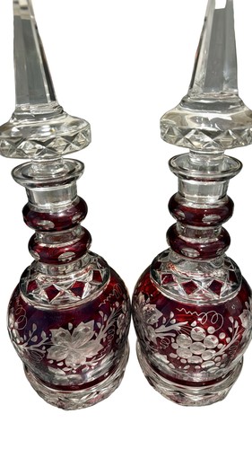 Ruby red cut clear glass - cut, to