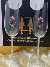 Two rose champagne flutes - two,