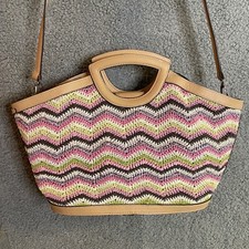 Sigrid Olsen Handbag Purse Pink Green Purple Crochet Ribbon Cruise Vacation Fun