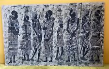 Large African Tribal Wall Art. Stretched Cotton Fabric