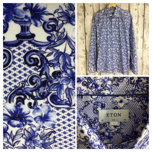 Eton men blue floral - floral, shirt