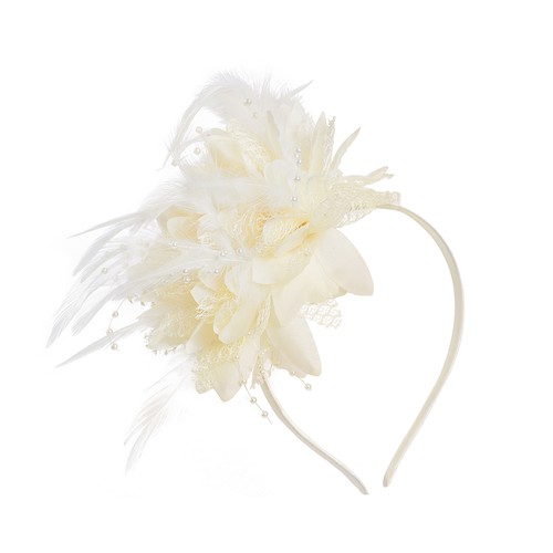 Flower feather hair fascinator - feather,