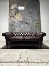 Beautiful Plum Leather Chesterfield 3 Seater Sofa