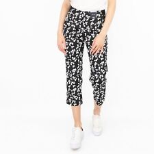 M&S Womens Trouser Cropped Chino Black White Flower The Mia Slim Formal Work 