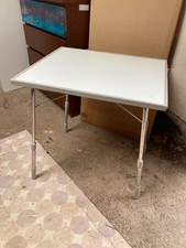 Lafuma Aluminium Folding Adjustable Height Table with White Top Camping Garden