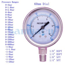 1/8" 1/4" BSPT NPT 60mm Dial