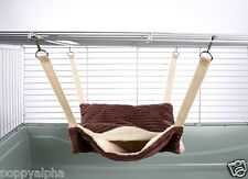 Ferret Chinchilla Rats Fluffy Lined Hammock with Pouch Luxury Chocolate