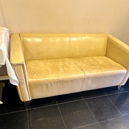 Beige leather seater - beige, 2-seater