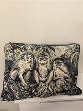 Next Green Cushion Monkey Monkeys See No Evil Hear Speak 43 X 33cm Jungle Theme