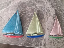 RARE VINTAGE WADE PORCELAIN YACHTS SET 3 WALL DECORATIONS EXCELLENT CONDITION