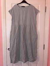 ZANZEA Stunning Light Grey Short Sleeve Slip On Casual Midi Dress Pockets XXL 