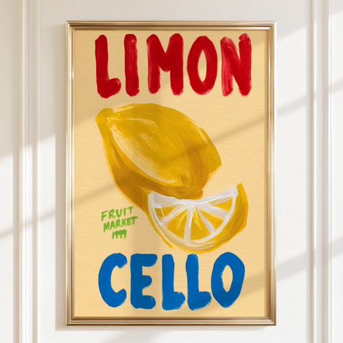 Limoncello lemon poster - lemon, retro