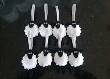 8 White black hanging sheep gisela graham ribbon decoration felt wedding favour