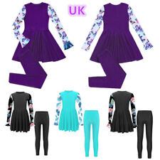 UK Girl's Rash Guard Swimsuits UPF 50+ Long Sleeve Swim Dress and Pants Swimwear