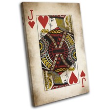 Jack of Hearts Shabby Chic Vintage SINGLE CANVAS WALL ART Picture Print