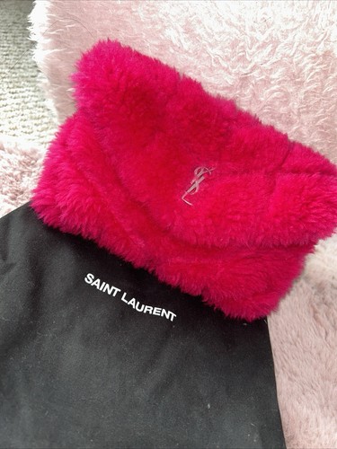 Pink ysl fluffy clutch bag - pink,