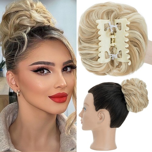 Highlight curly messy bun hair - curly,