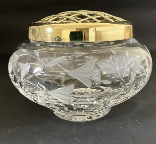 Vintage crystal rose bowl vase - crystal,