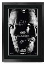UFC 202 A3 Framed Conor McGregor Nate Diaz Poster Signed Autograph for UFC Fans